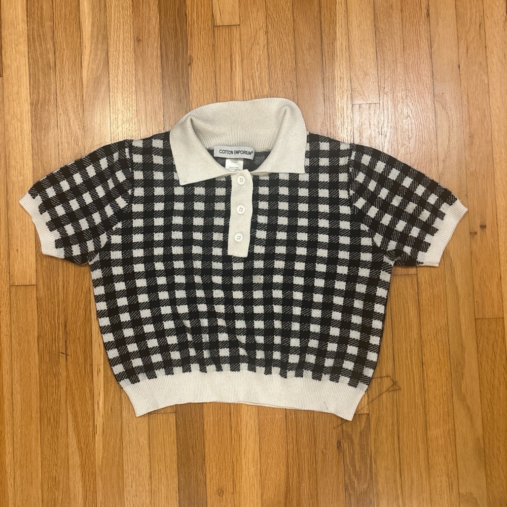 Cotton Emporium Kids Polo - Black and Cream Checkered